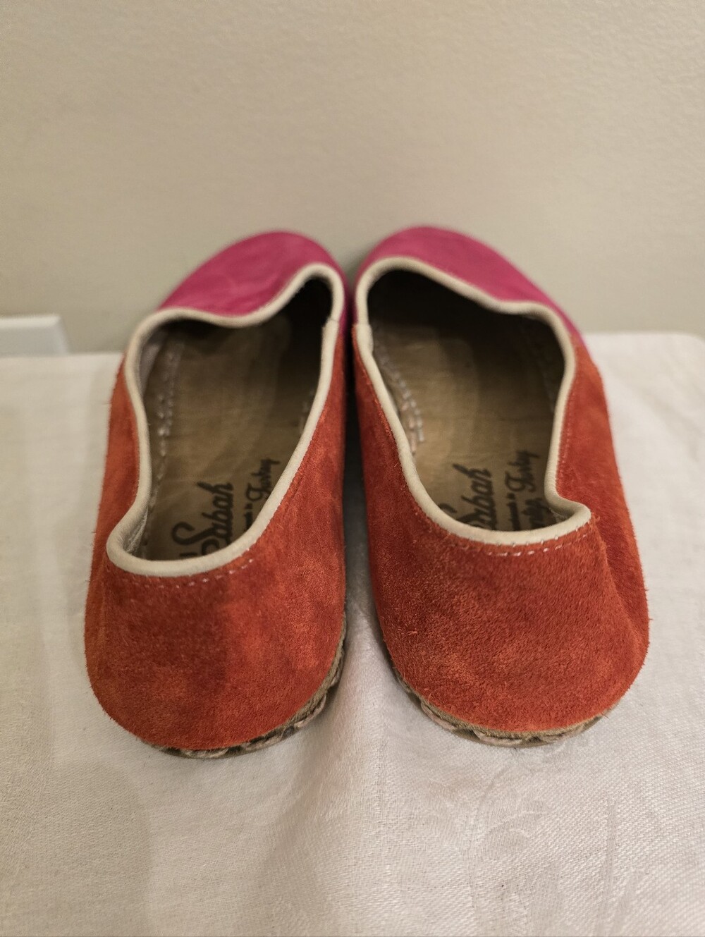 Sabah Unisex Suede Slip-On Loafers in Fuchsia & Rust Size 43 In Excellent Cond - Picture 7 of 8
